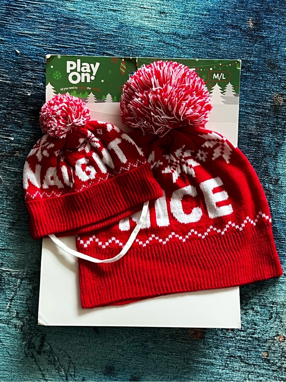 Holiday Pom Beanie Set medium/large dog